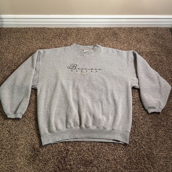 Team One Other - Vintage Team One Grey Denver Broncos Crew Sweater
